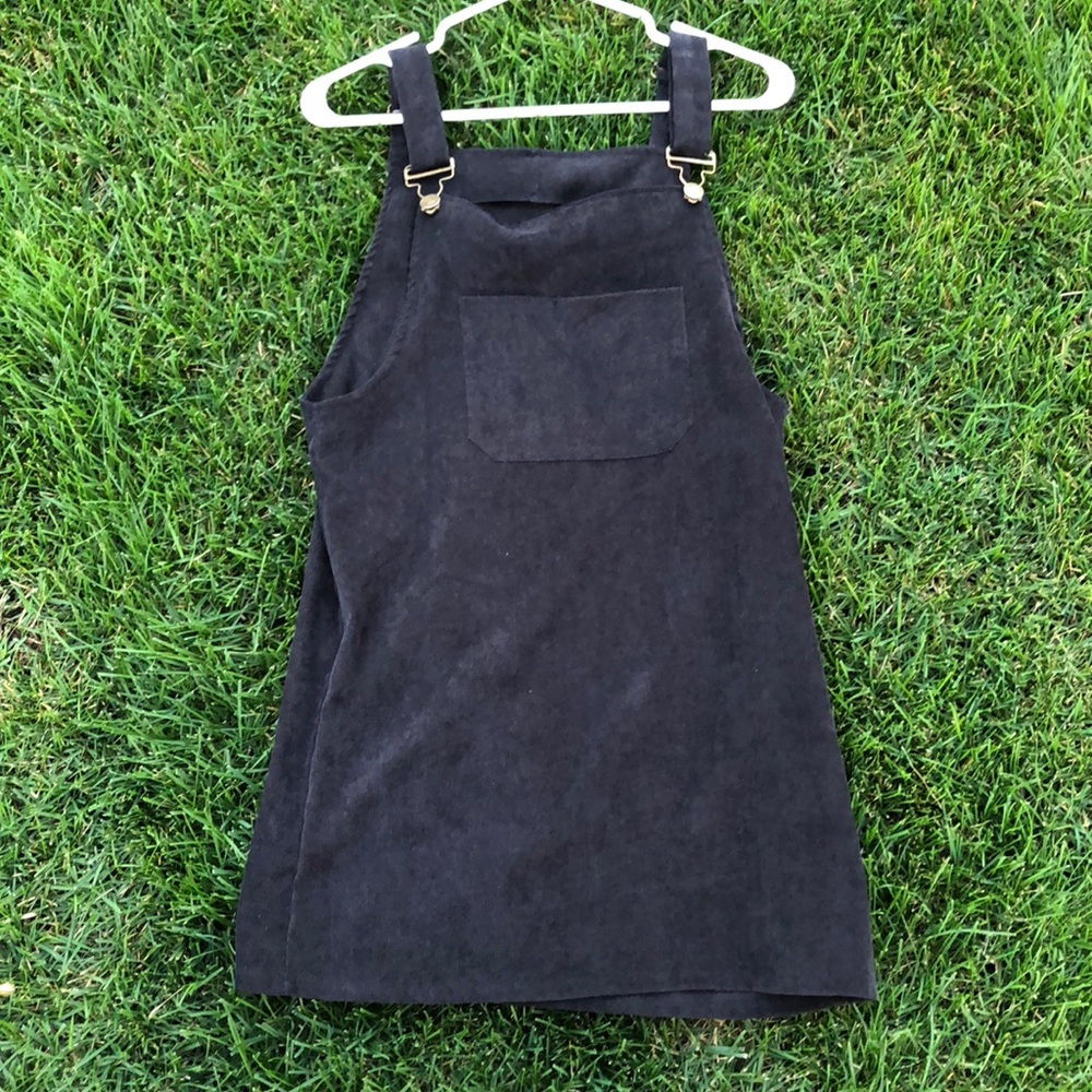Black Corduroy Overall Dress